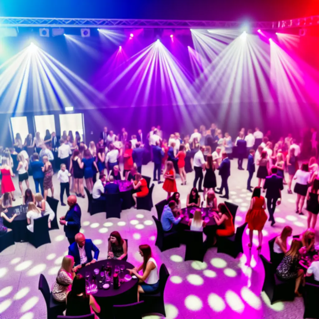 Nowoczesne oświetlenie i atmosfera nocnego wydarzenia Night Vibe Factory